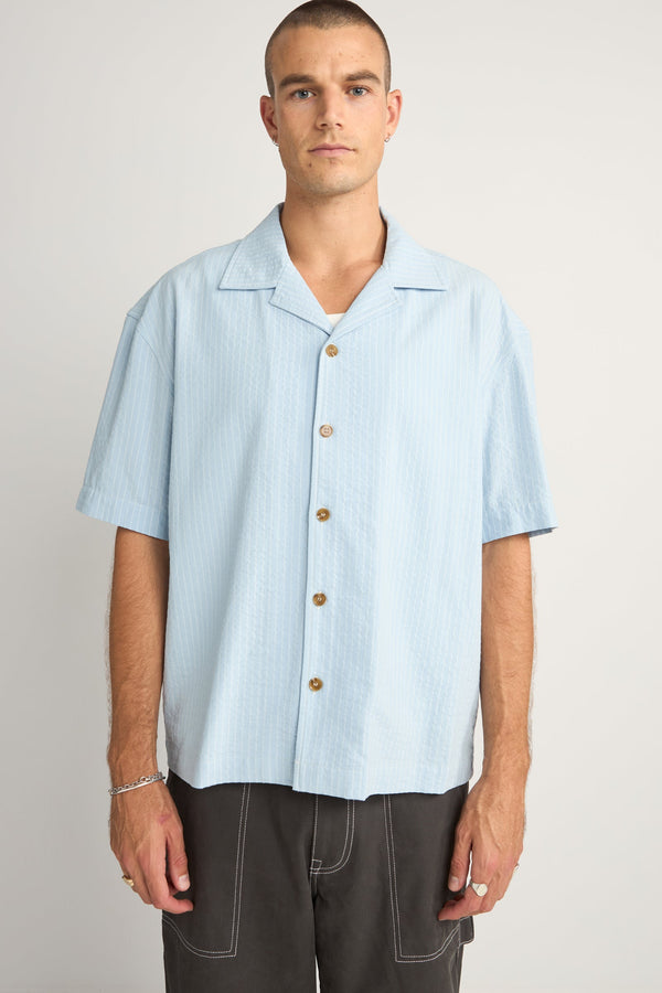 Relaxed Check Ss Shirt Blue