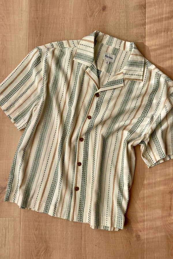 Relaxed Stripe Ss Shirt Olive