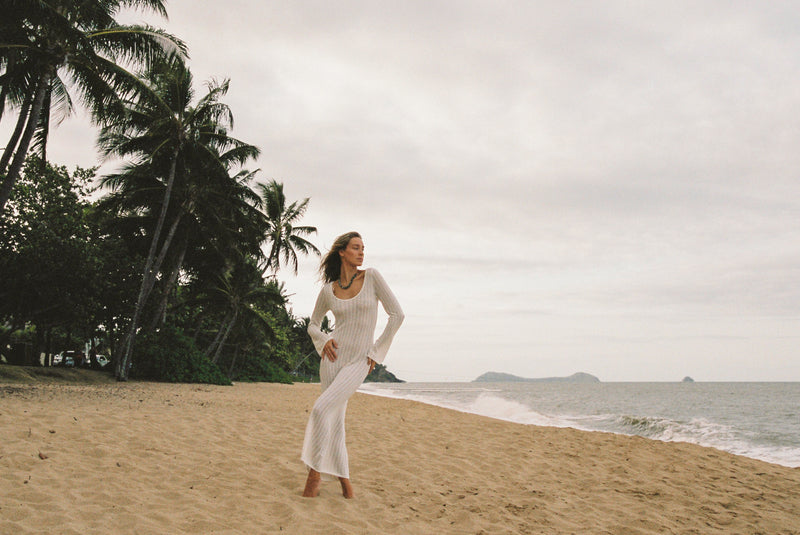 Georgia Knit Maxi Dress White