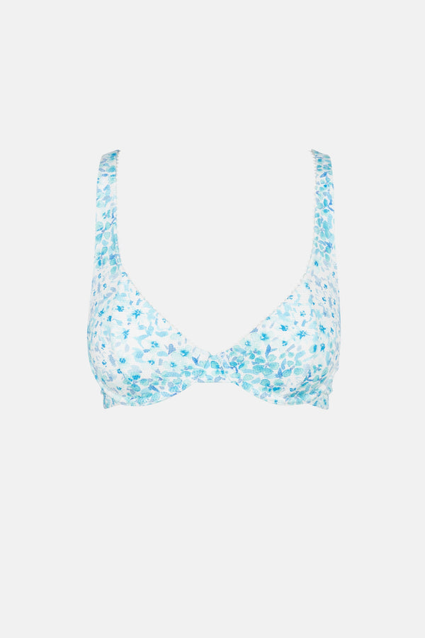 Serenity Floral Panelled Underwire Top Blue