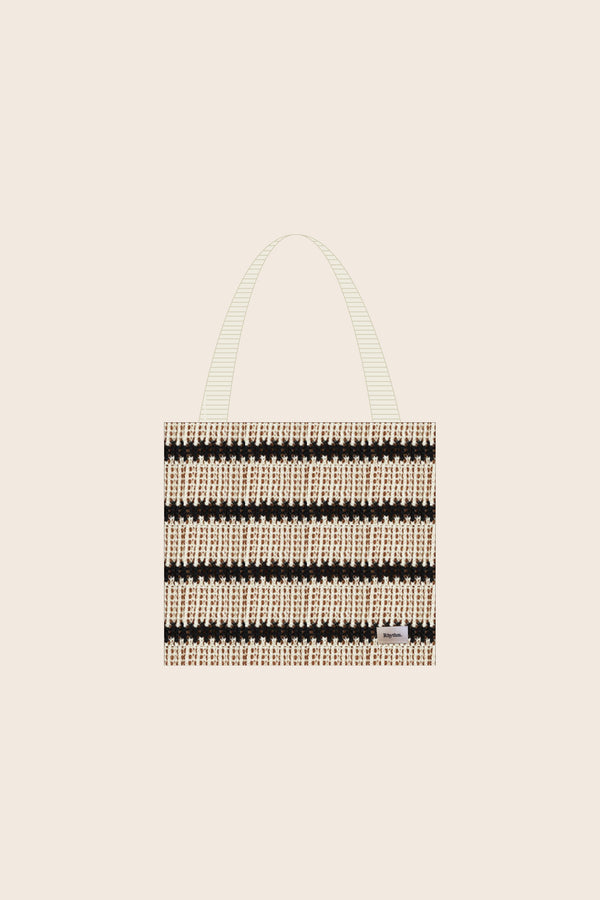 Sol Stripe Crochet Tote Bag Black