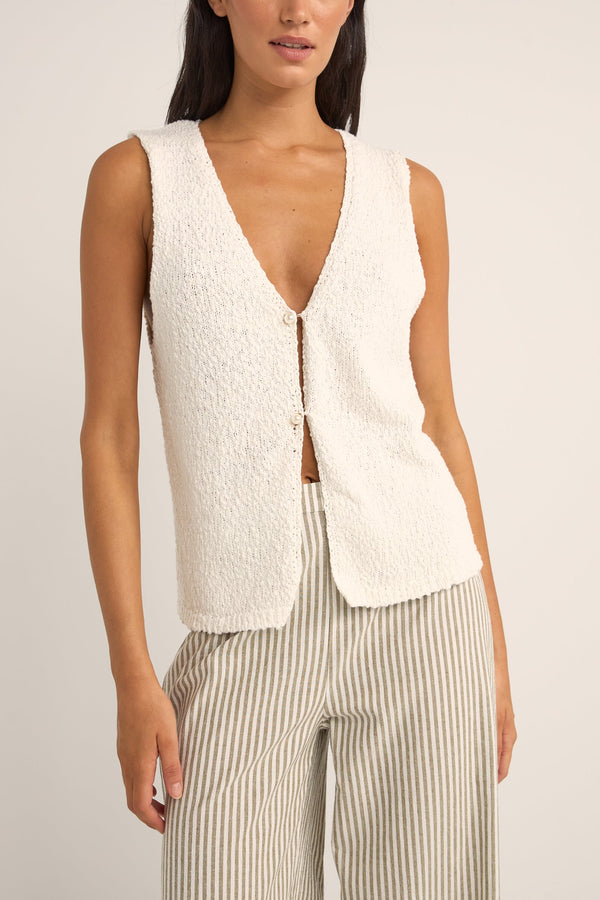 Adele Longline Knit Vest White