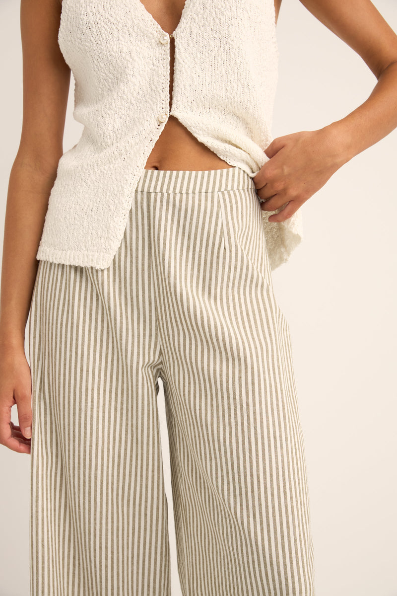 Valley Stripe Wide Leg Pant Ivy