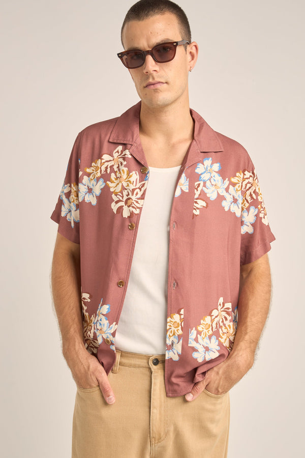 Vacation Floral Ss Shirt Clay