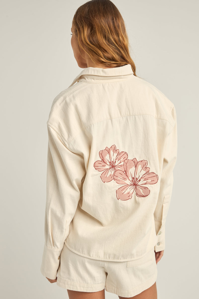 Hibiscus Overswim Shirt Cream