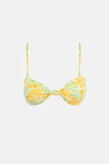 Magnolia Floral Knotted Bandeau Top Fern