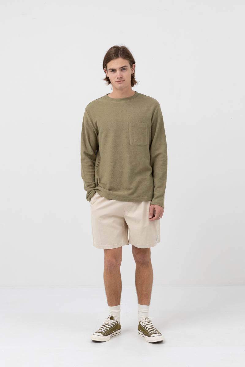 Vintage Textured Ls T Shirt Fatigue