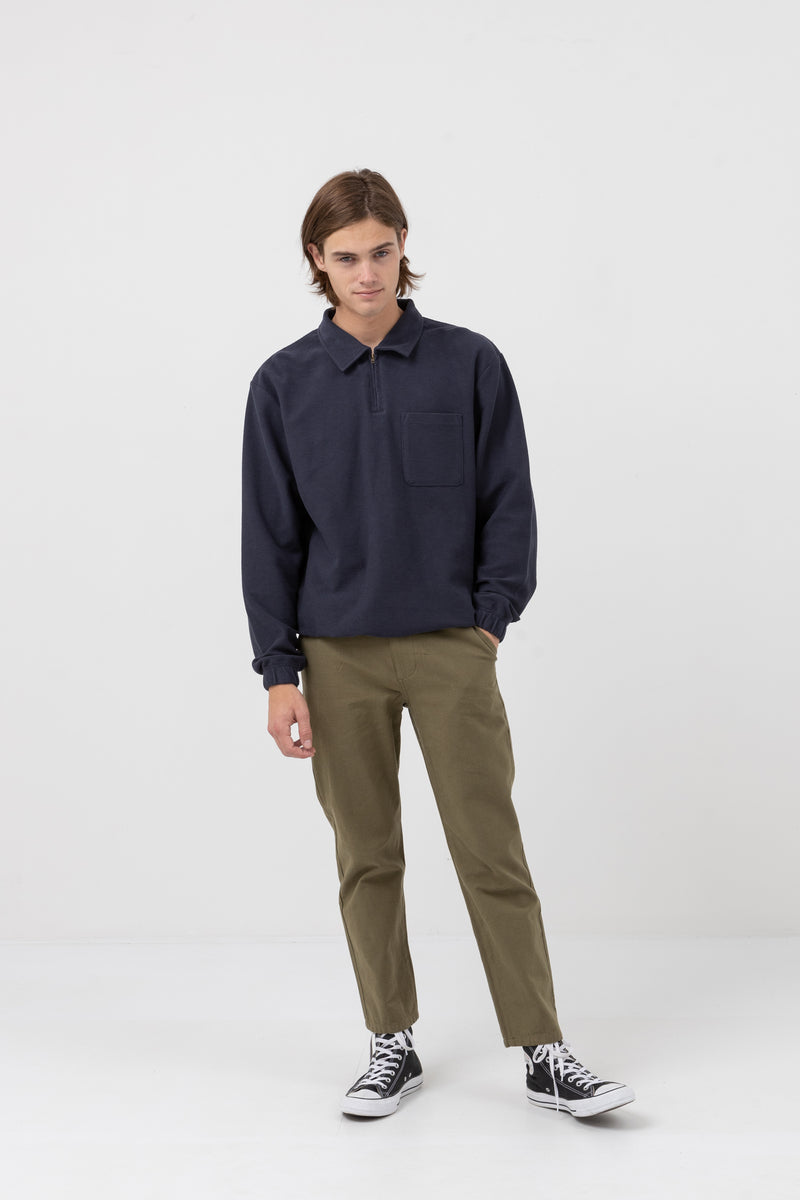 Reverse Terry Quarter Zip Navy