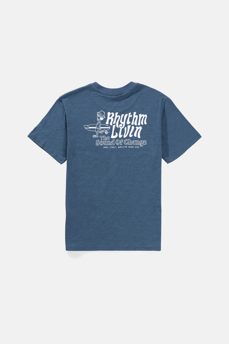 Livin Slub Ss T Shirt Vintage Blue