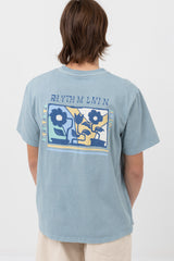 Flower Vintage Ss T Shirt Blue Fog