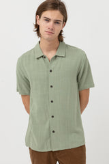 Textured Linen Ss Shirt Moss