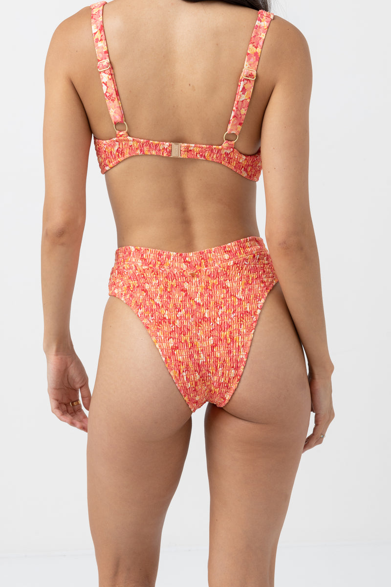 Zadie Floral Smocked Xanadu Pant Chilli