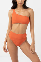Isla Rib One Shoulder Top Chilli
