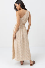 Nazare Paisley One Shoulder Maxi Dress Clay