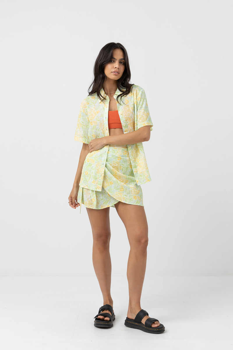 Magnolia Floral Short Sleeve Shirt Fern