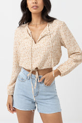 Nazare Paisley Long Sleeve Top Clay
