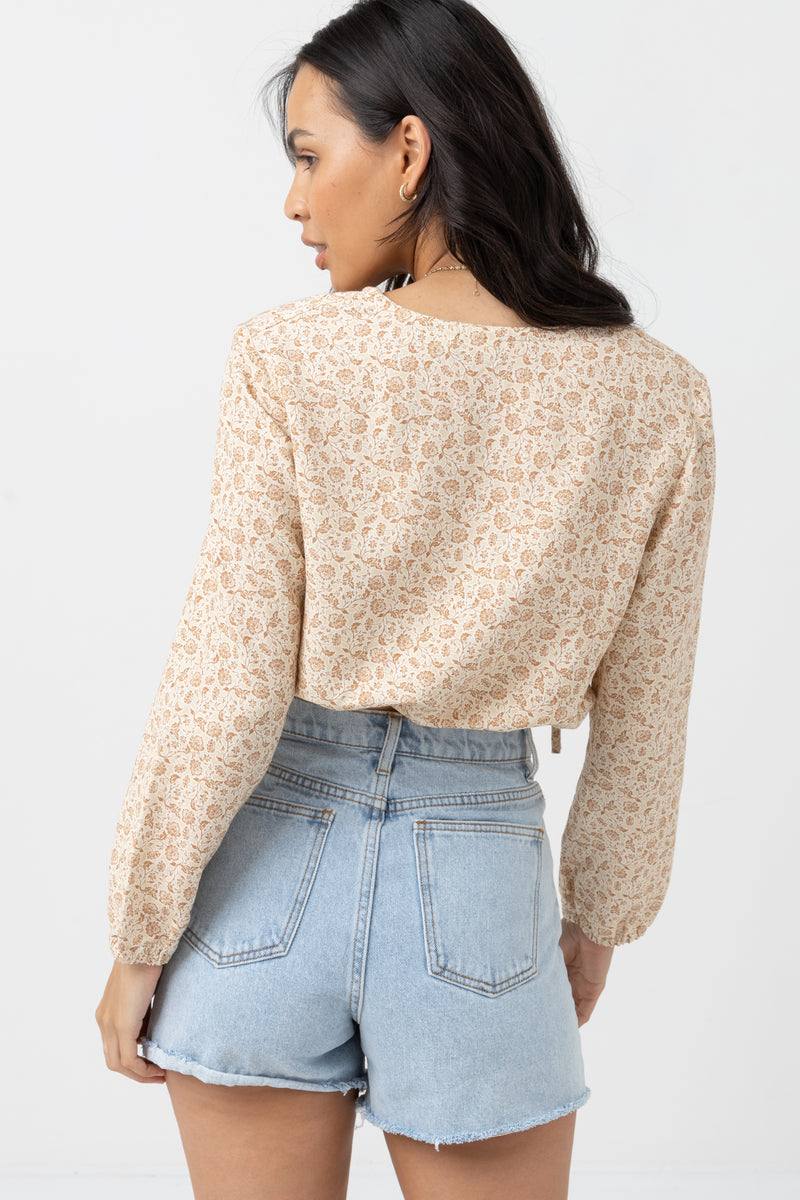 Nazare Paisley Long Sleeve Top Clay