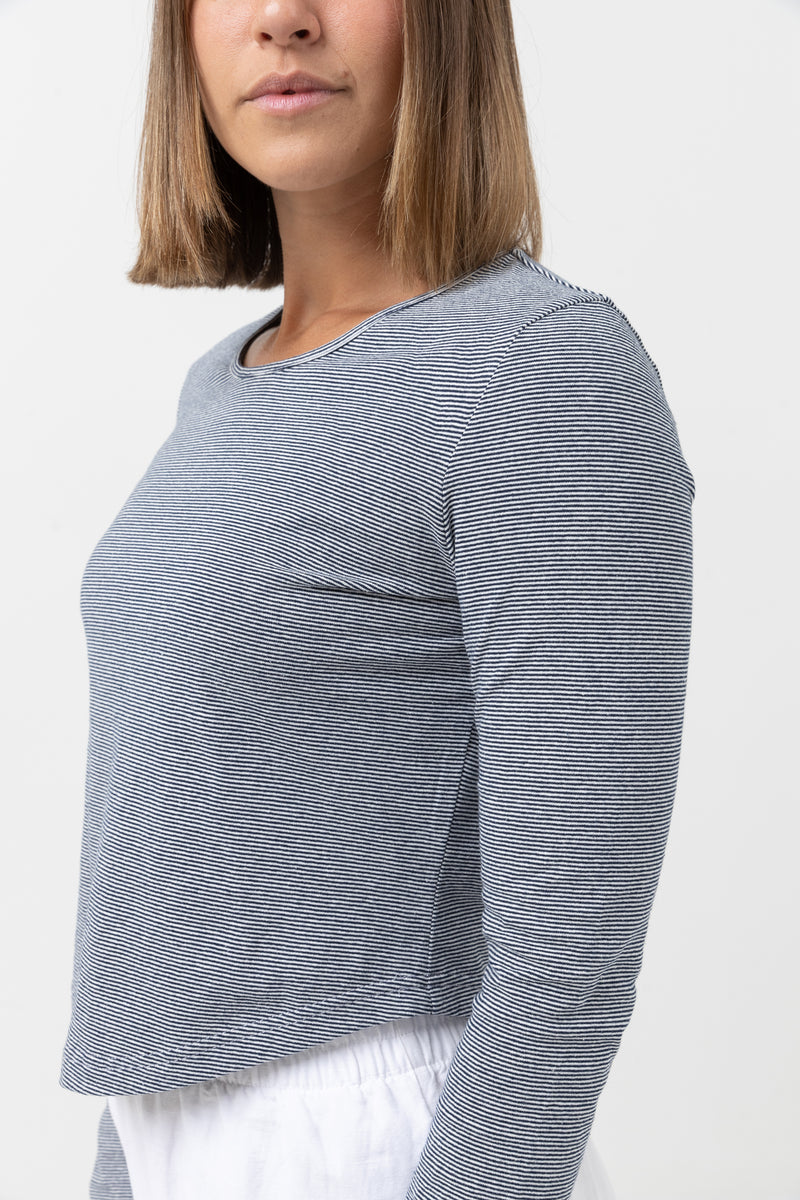 Winona Long Sleeve Navy Stripe