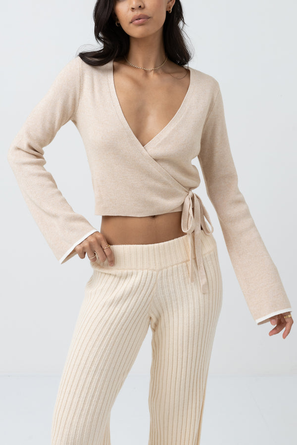 Ballet Wrap Top Oatmeal