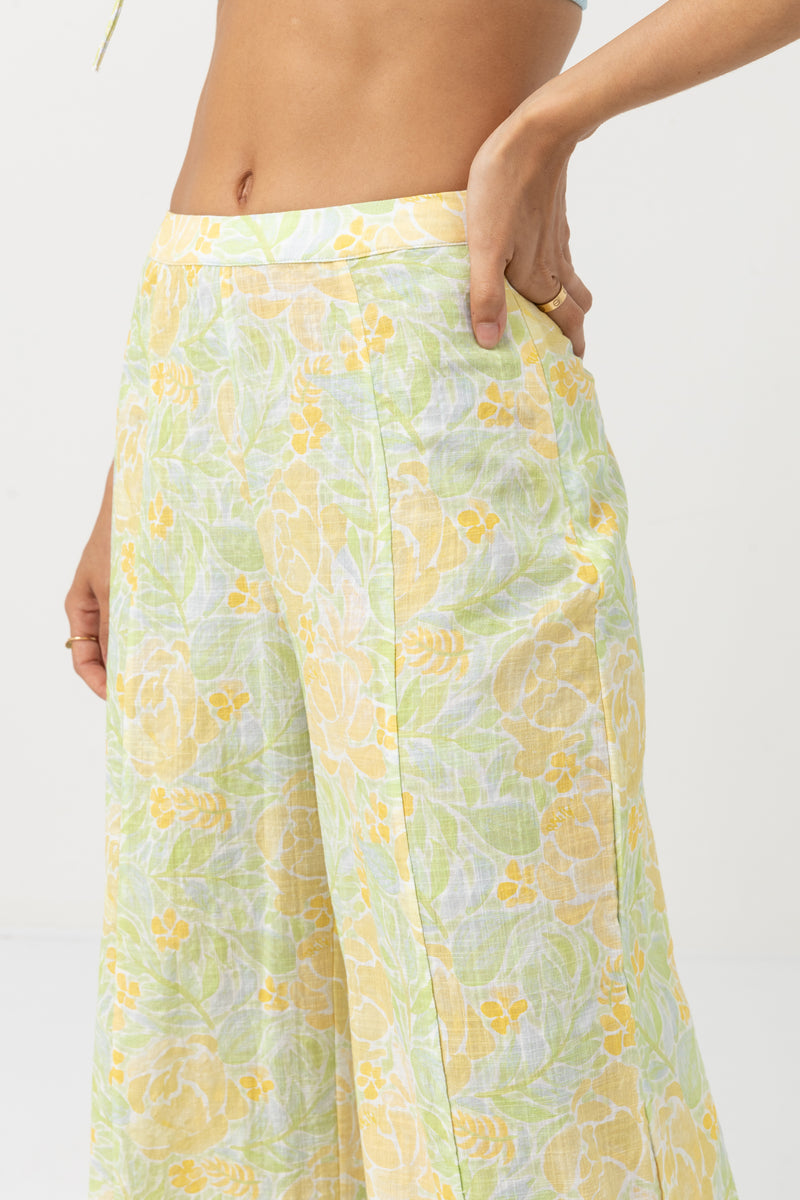 Magnolia Floral Wide Leg Pant Fern