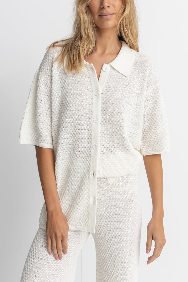 Sunrise Short Sleeve Knit Shirt White