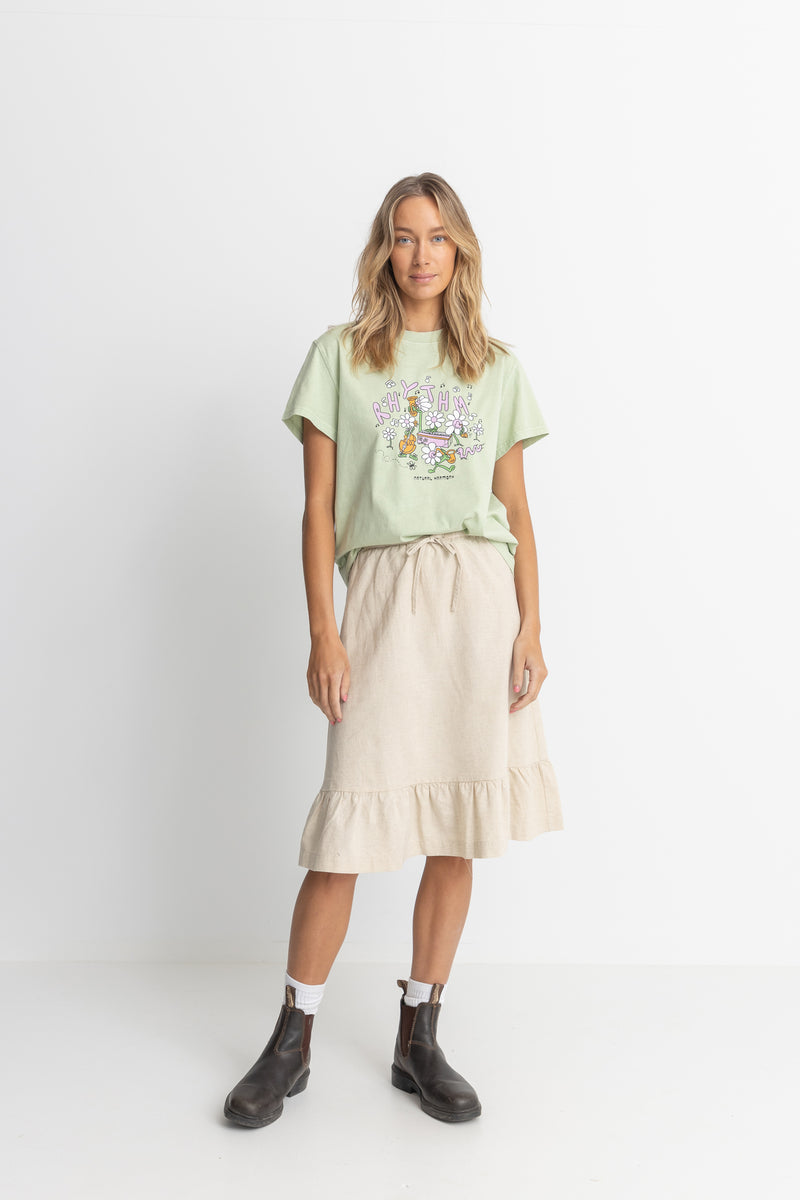 Jyoti Tiered Midi Skirt Natural