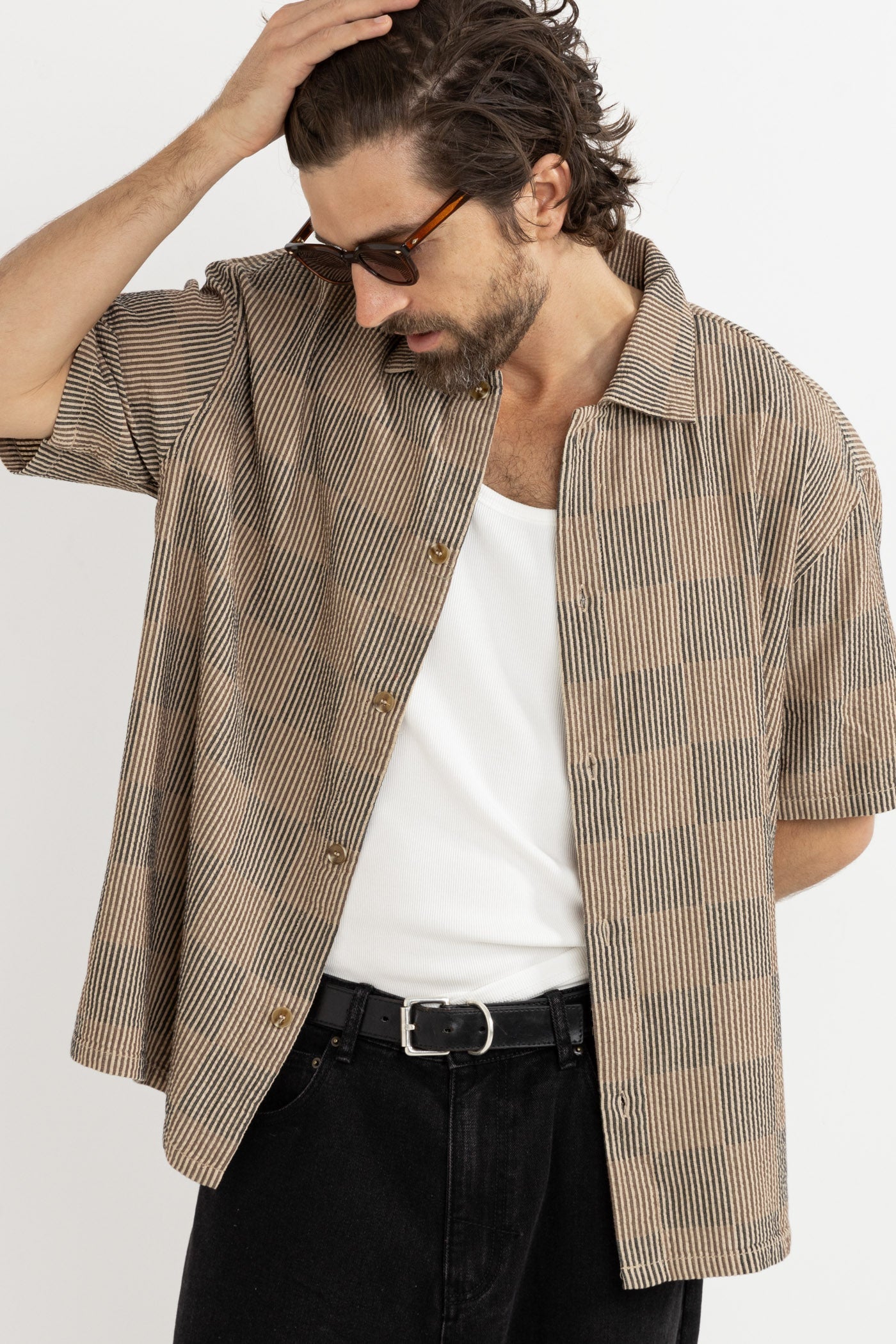 Tanner Check Ss Shirt Tobacco – Rhythm