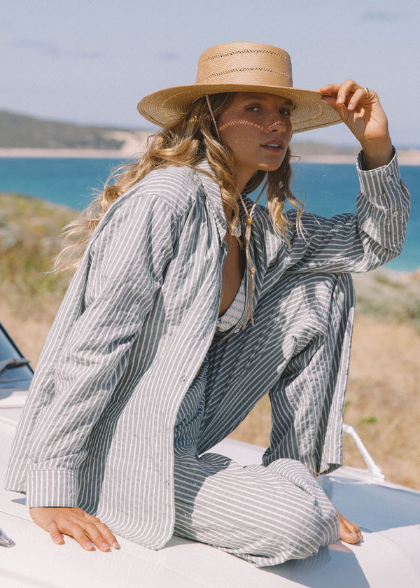 Stevie Stripe Beach Shirt Green