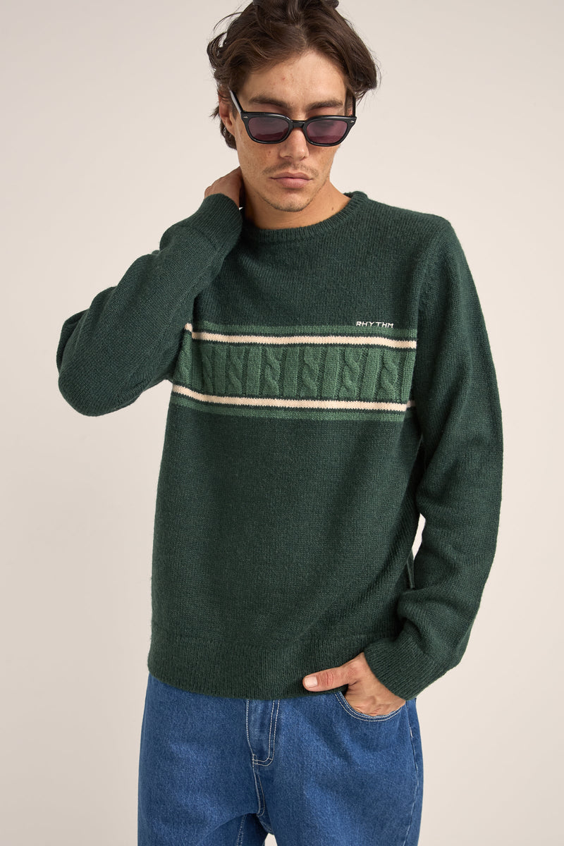 Mohair Stripe Knit Dark Green