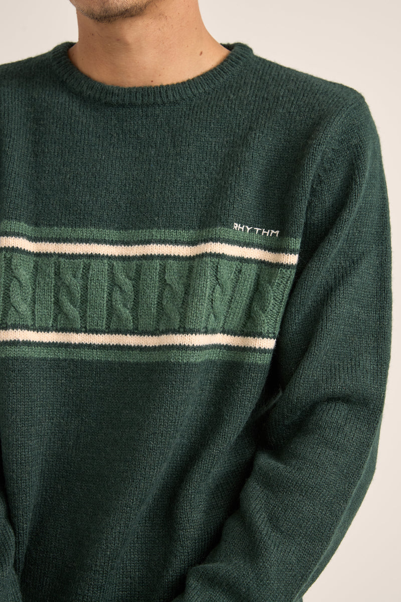 Mohair Stripe Knit Dark Green