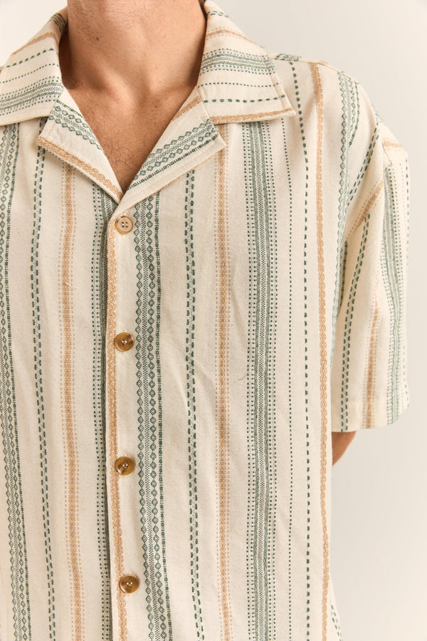 Vacation Stripe Ss Shirt Natural