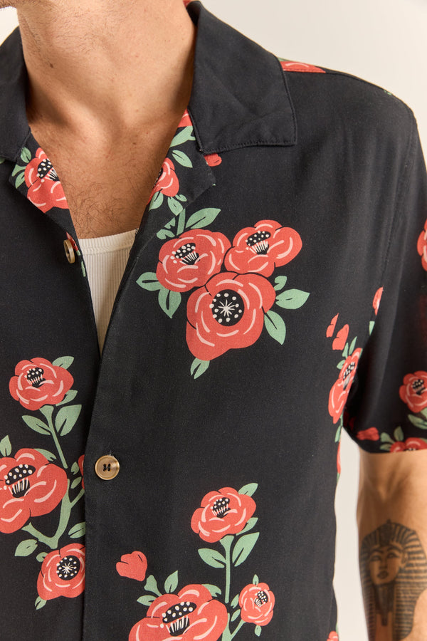 Floral Ss Shirt Vinatge Black