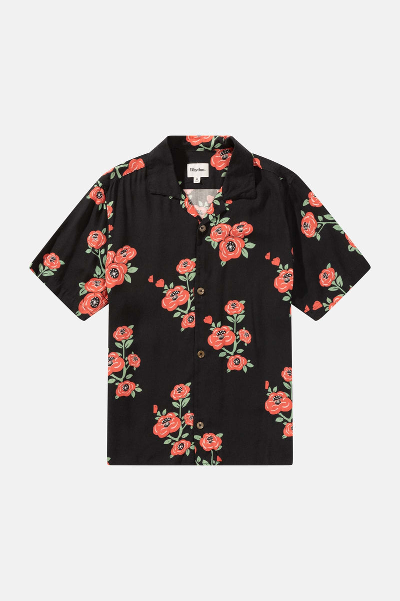 Floral Ss Shirt Vinatge Black