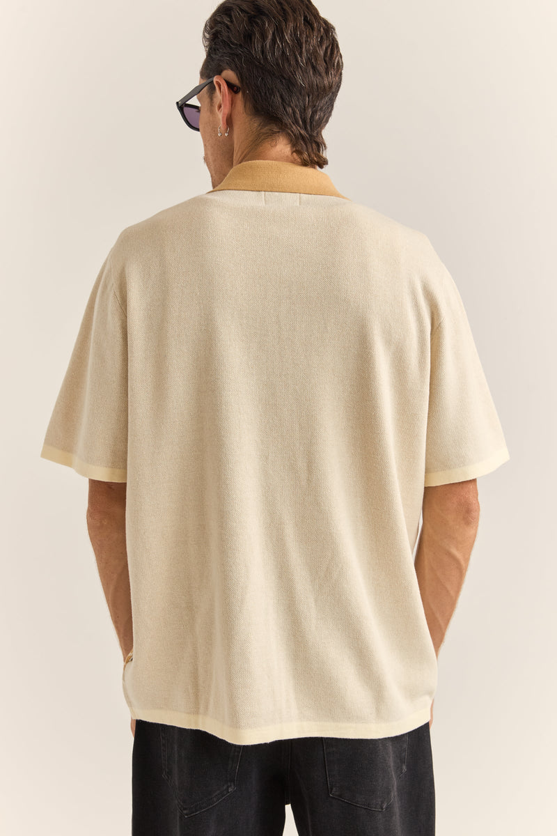 Loma Knitted Ss Shirt Natural