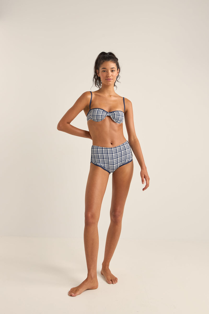 London Check Underwire Top Navy