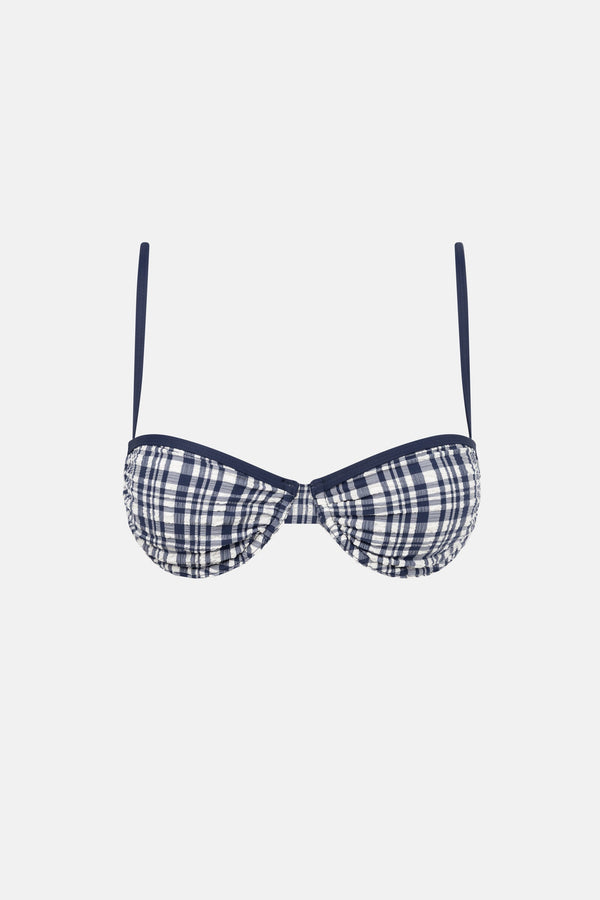 London Check Underwire Top Navy