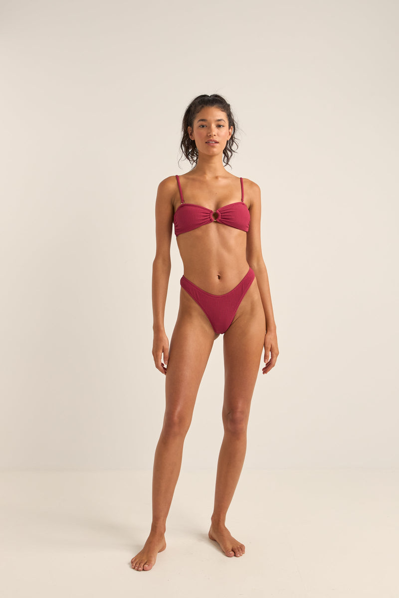 Isla Rib Ring Bandeau Top Sangria