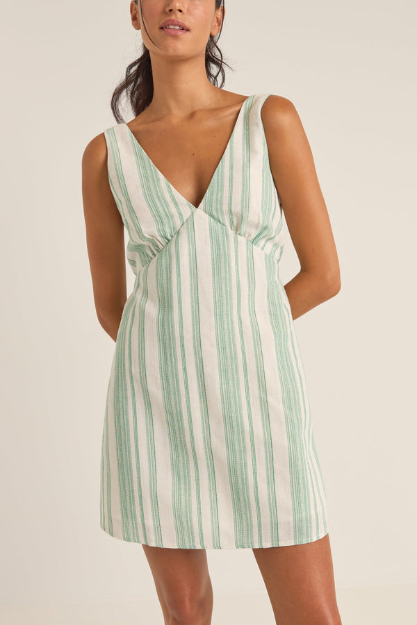 Dinero Stripe Mini Dress Green