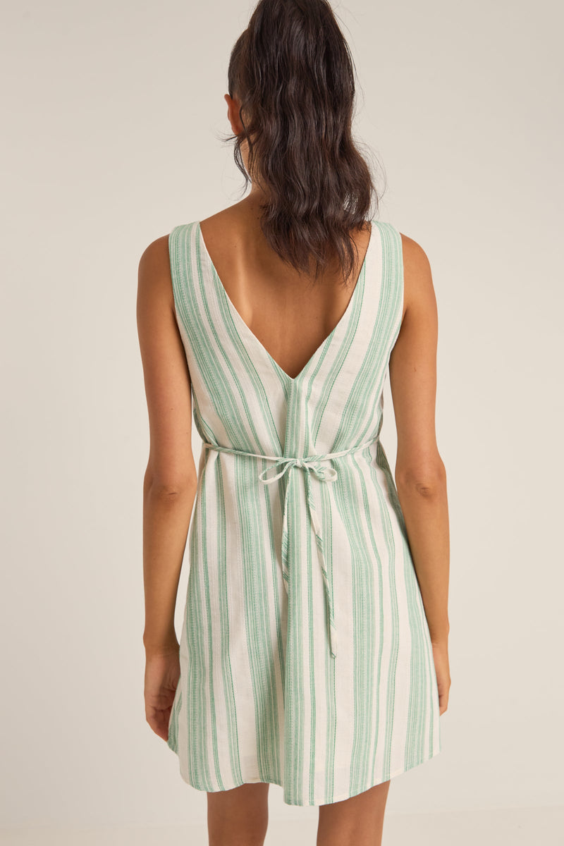 Dinero Stripe Mini Dress Green