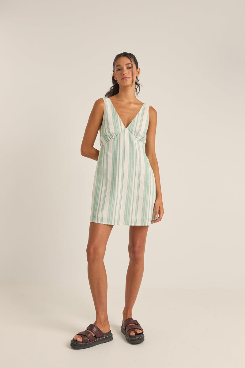 Dinero Stripe Mini Dress Green