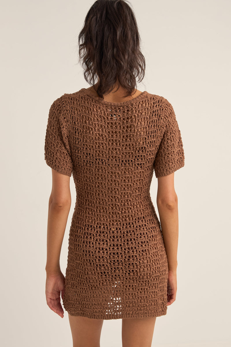 Venice Knit Mini Dress Chocolate