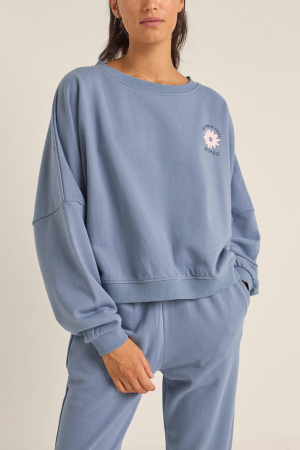 Washed Out Slouch Fleece Washed Navy