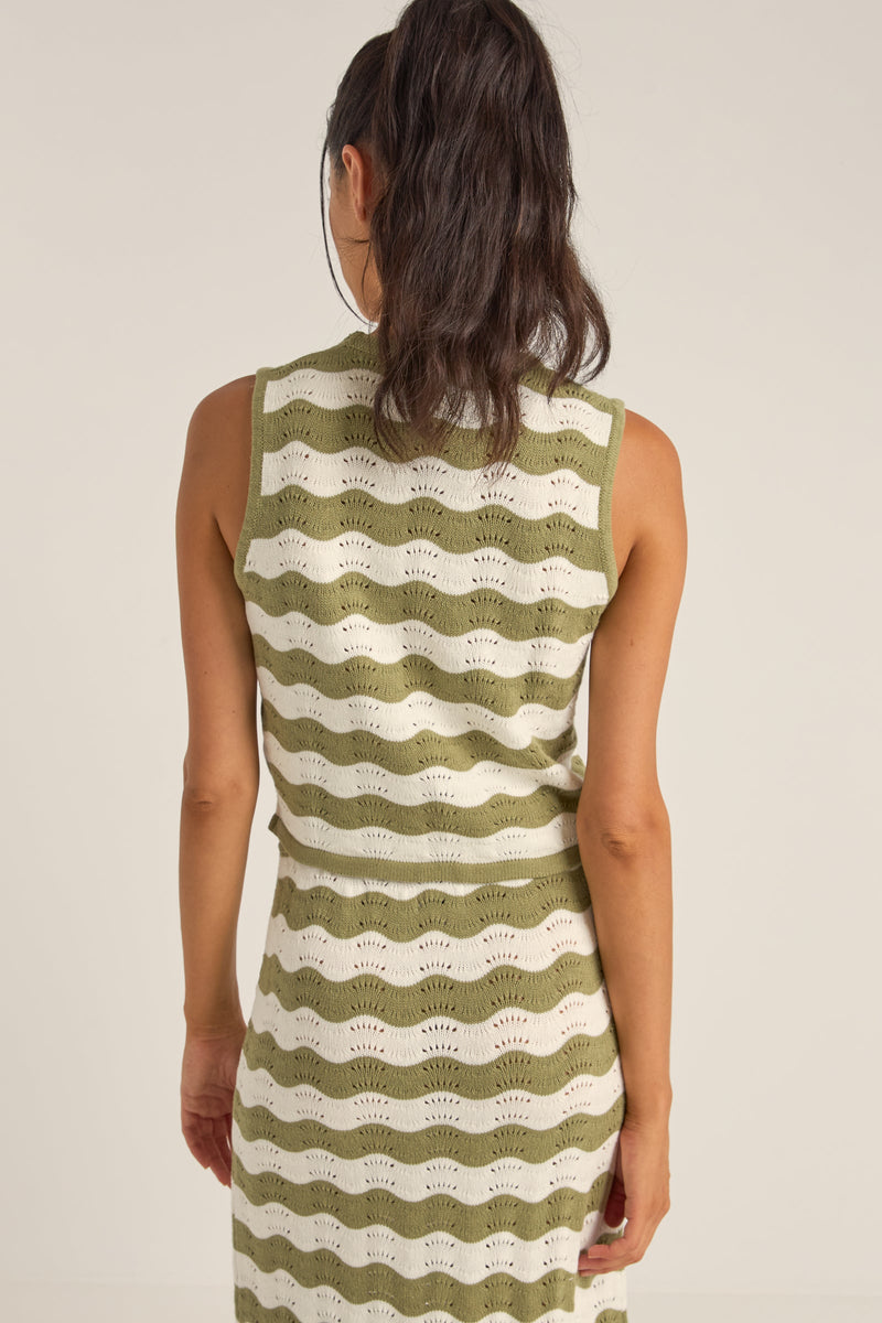 Carmen Stripe Knit Vest Sage