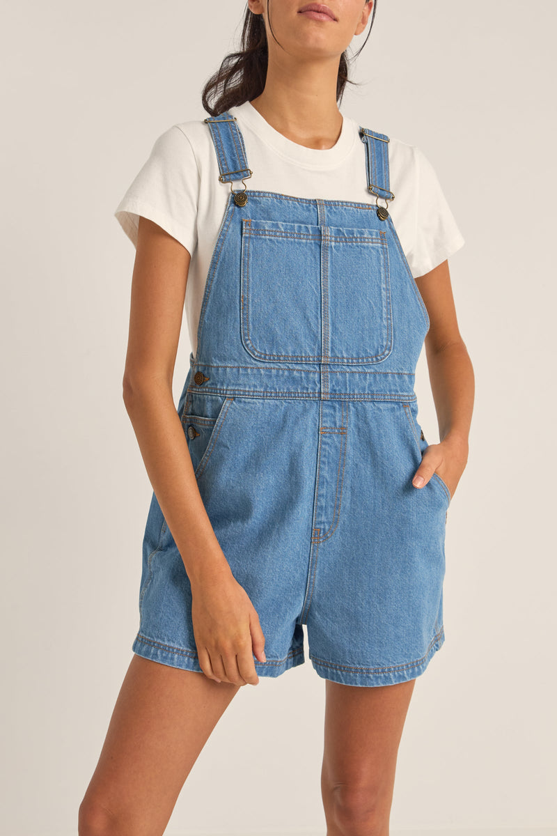 Tides Short Overall Washed Blue