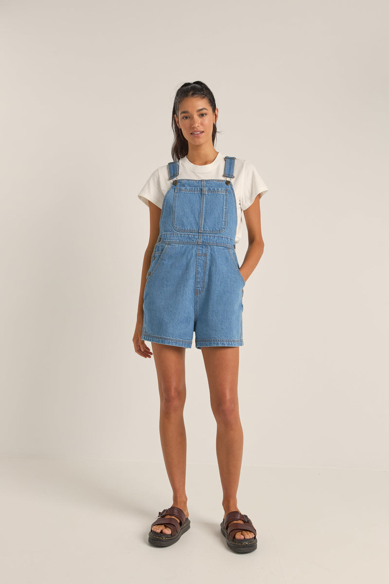 Tides Short Overall Washed Blue