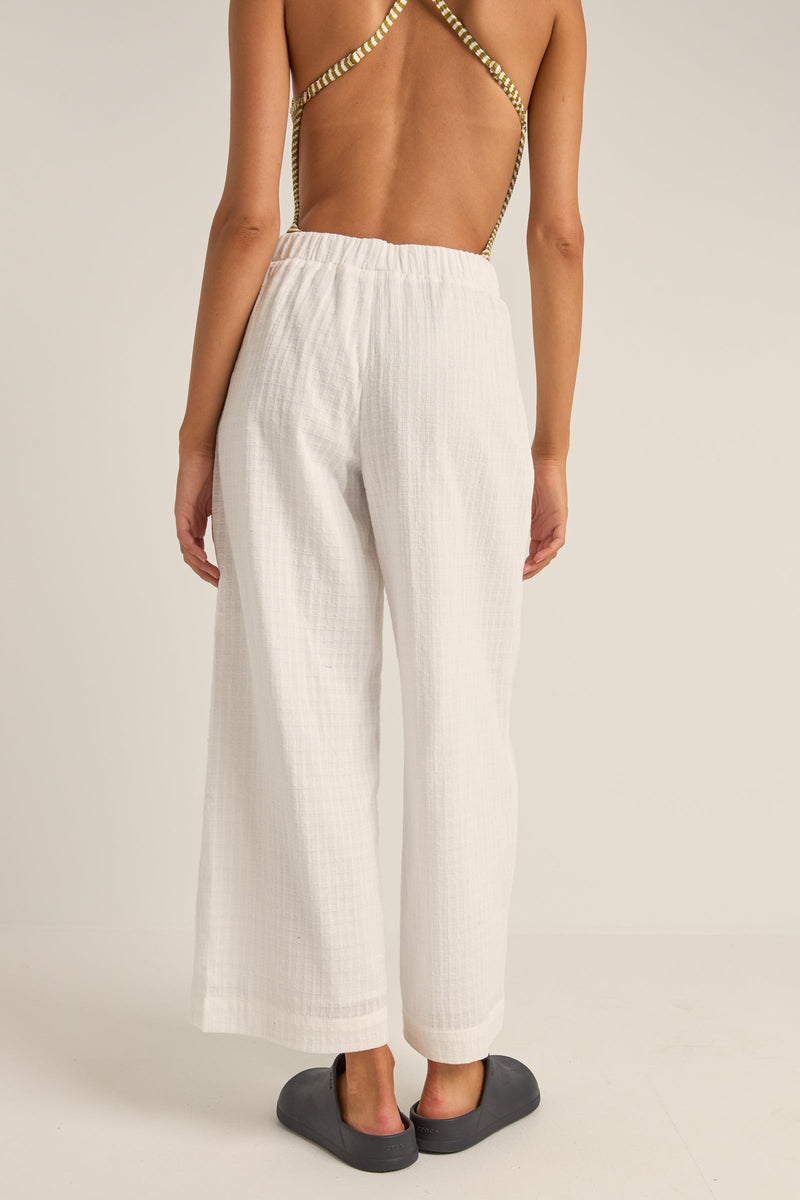 Barefoot Wide Leg Beach Pant White