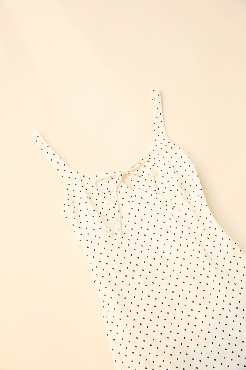 Polka Midi Dress Cream