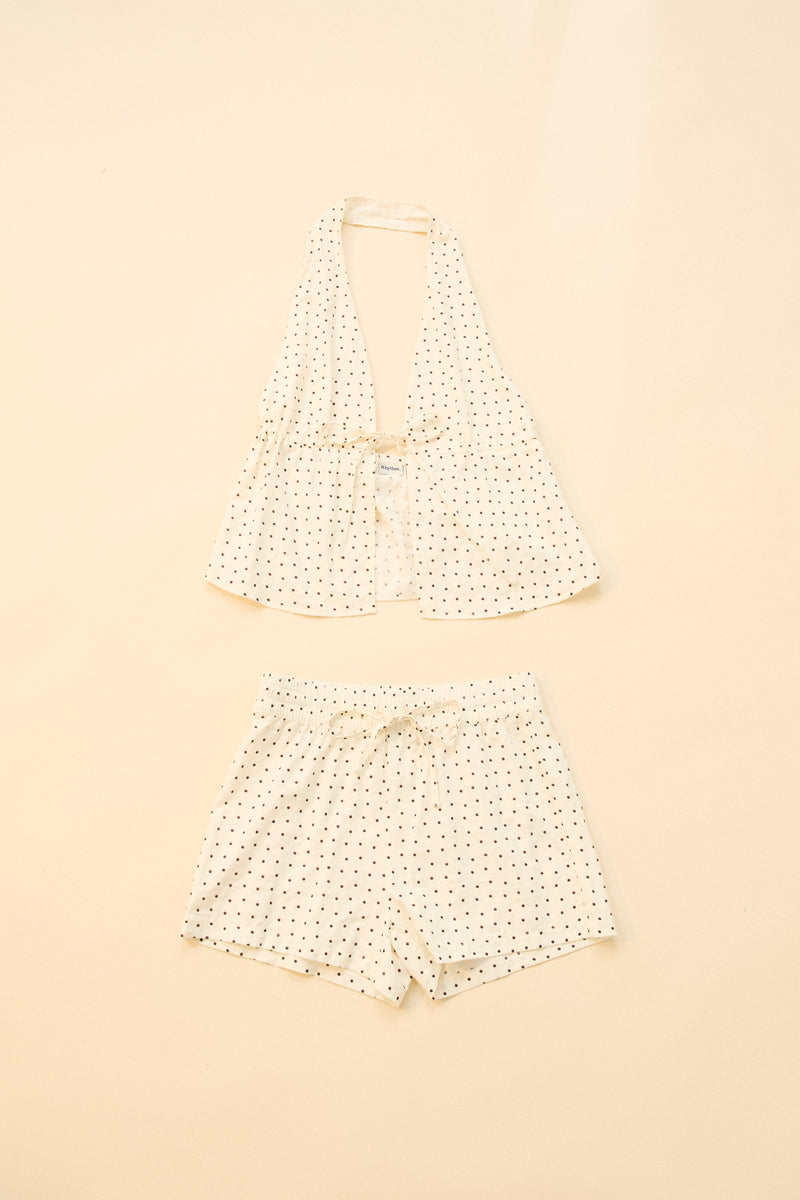 Polka Halter Top Cream