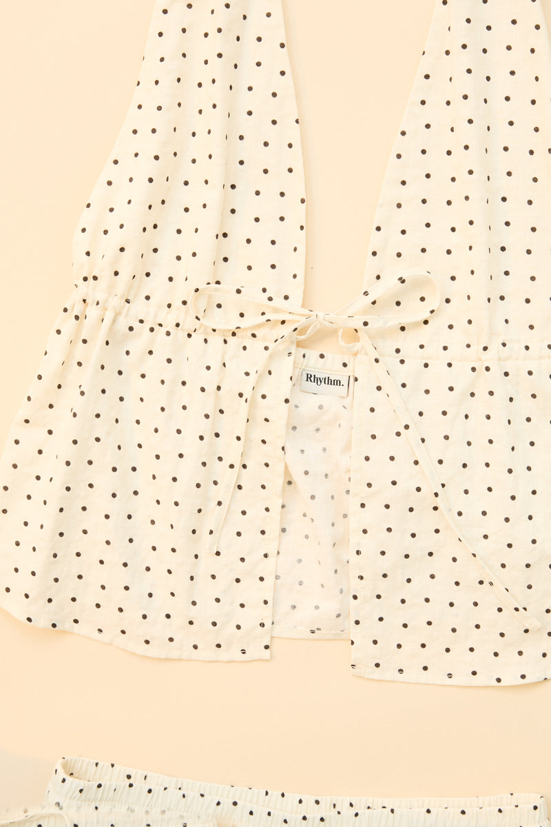 Polka Halter Top Cream