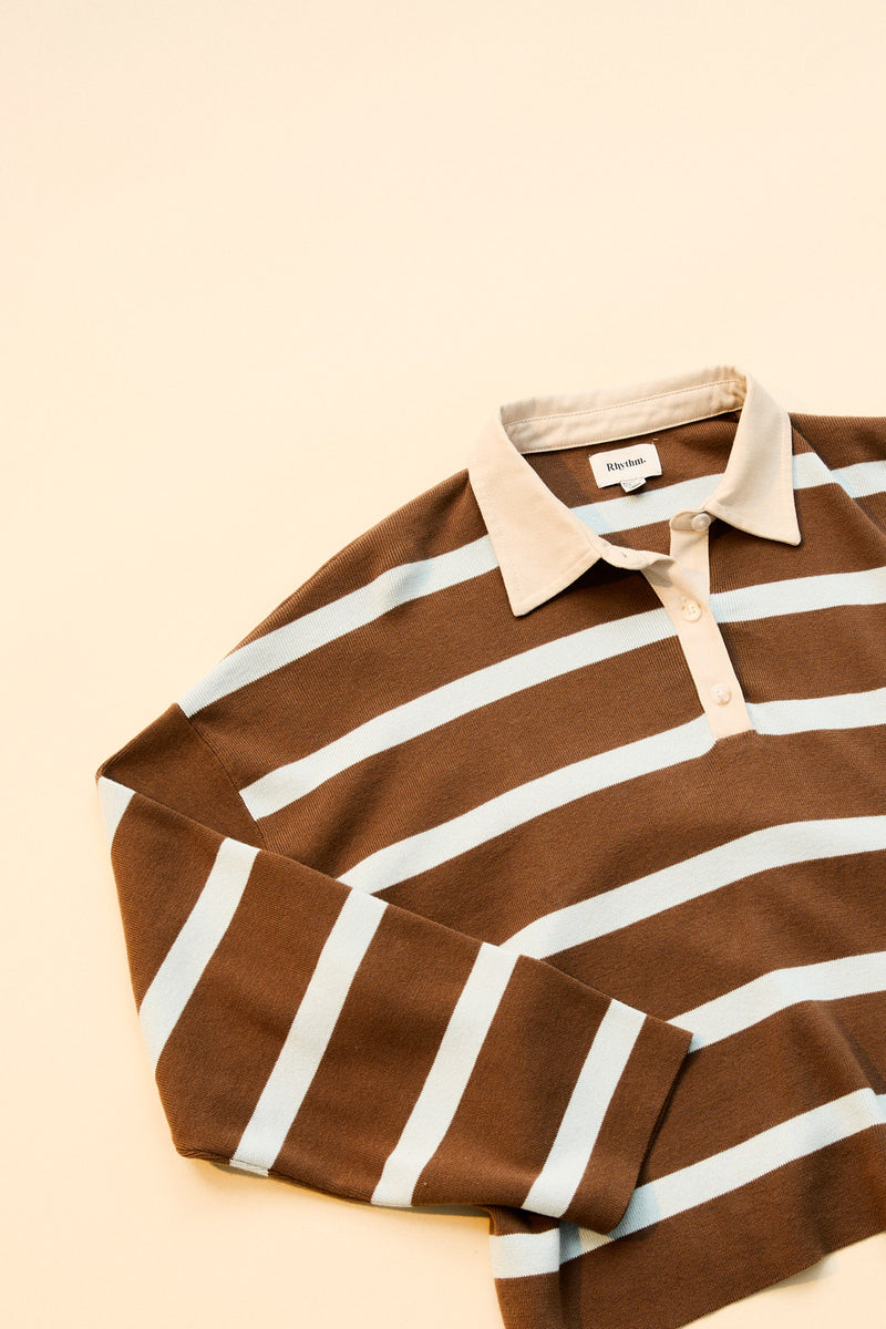Rugby Polo Knit Sweater Brown